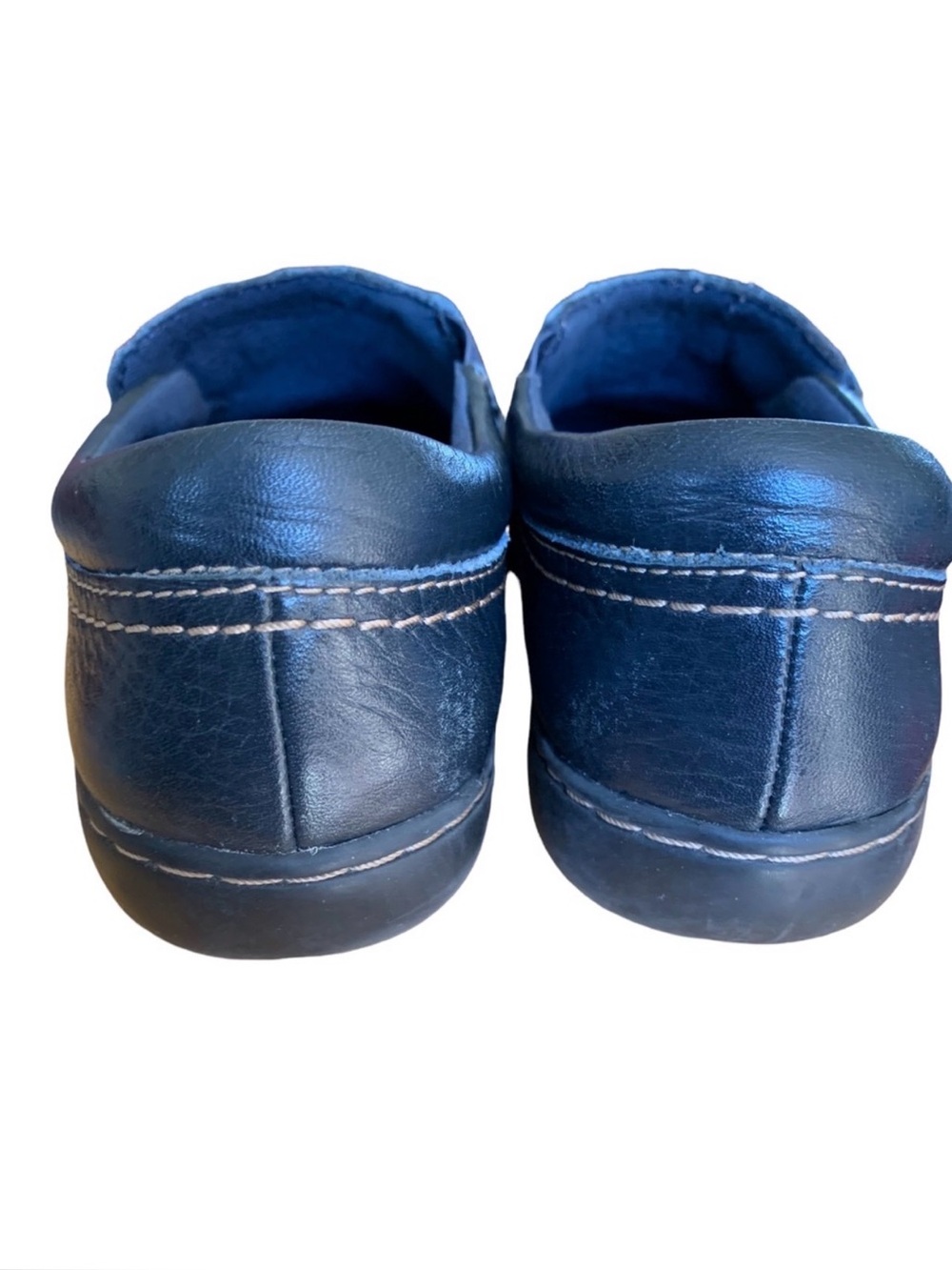 Clark’s Navy Blue Leather Casual Comfortable Slip On Flats Shoes Size 8 - Picture 3 of 5